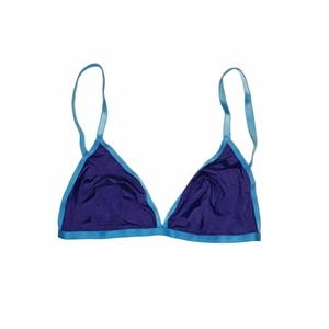 Victoria's Secret Medium Two-tone Blue Triangle Bralette Unlined Wire Free M